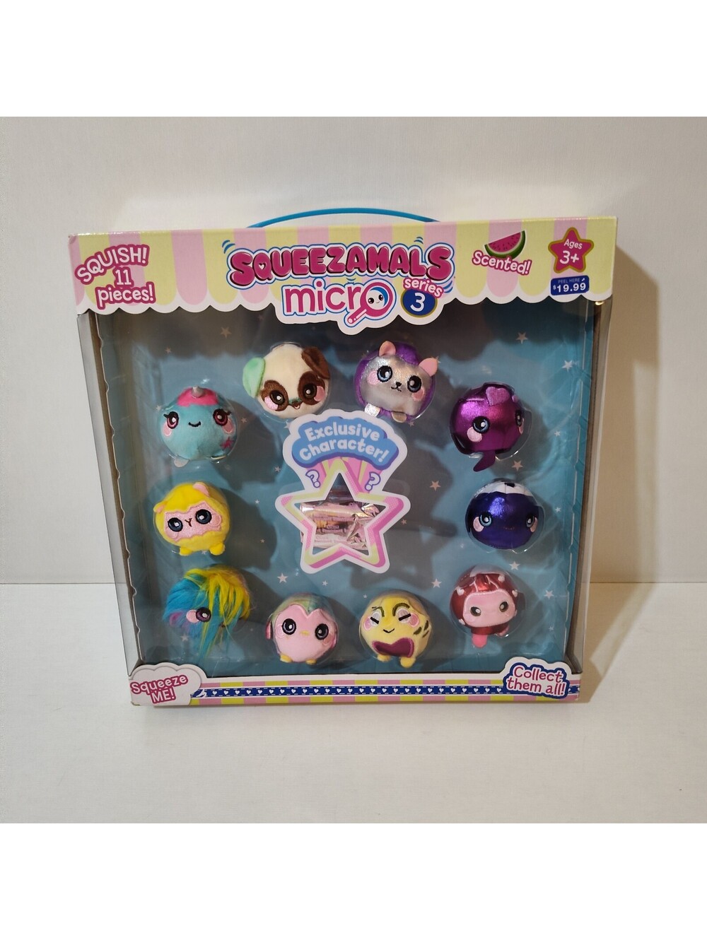 11 New SQUEEZAMALS Series 3 Scented 1.5" Micro Includes Mystery Character Set 1